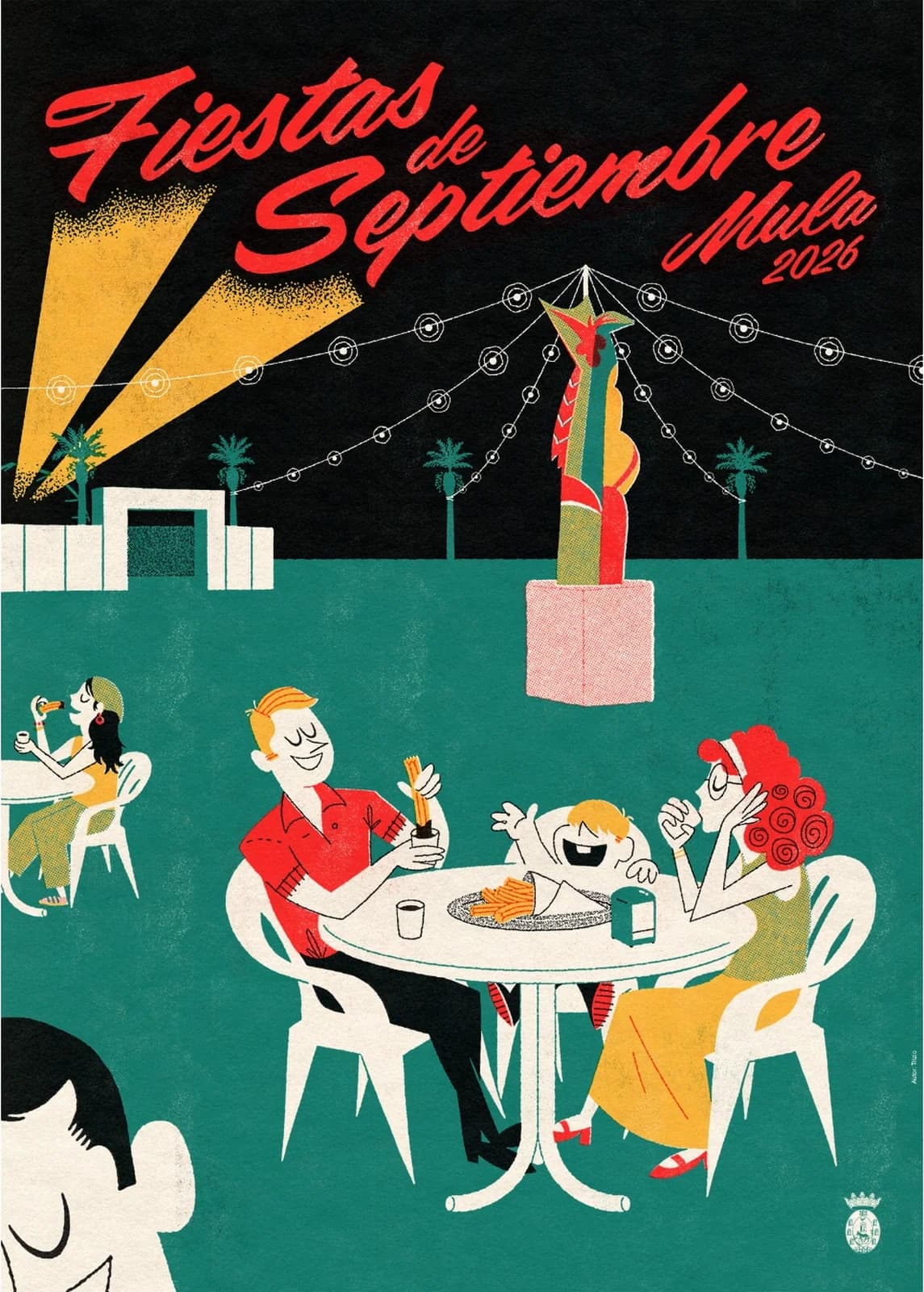 Cartel oficial de la Feria y Fiestas Patronales de Mula 2026, obra «Pausa» de Patrick Gabarrón